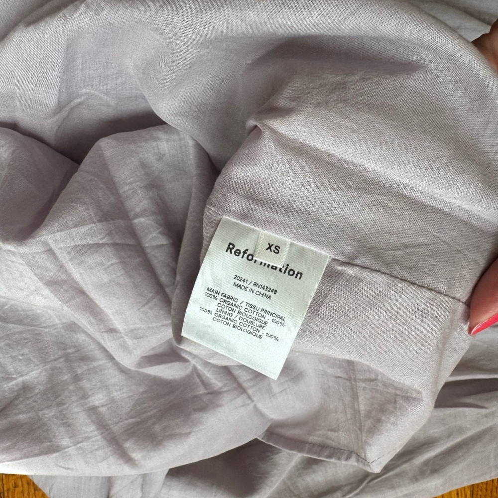 Reformation Noreen Smocked Ruffle Dress in Sweet Pea Size XS - Picture 5 of 6
